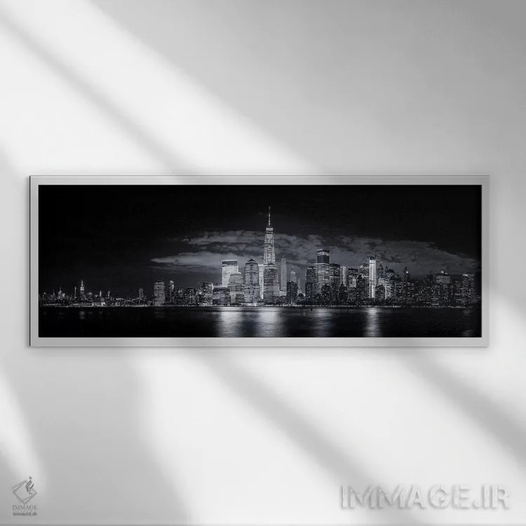 تابلو گاتهام (نام خیالی شهر) اثر جکسون کاروالیو - نمای قابدار سفید