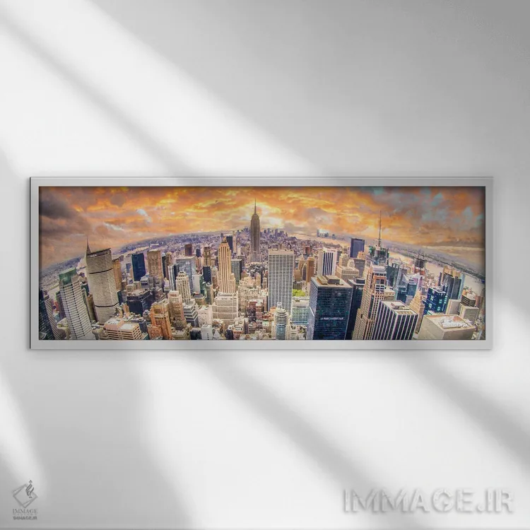 تابلو شهر نیویورک اثر مارک پائولدا - نمای قابدار سفید