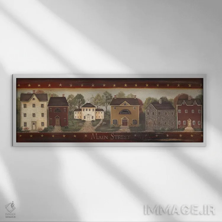 تابلو خیابان اصلی اثر پم بریتون - نمای قابدار سفید