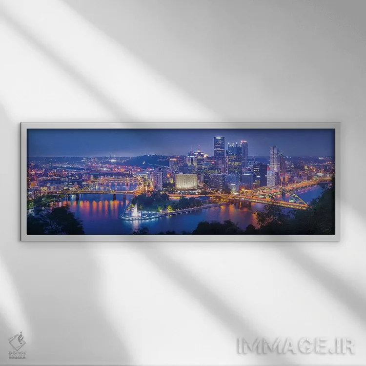 تابلو "شهر فولاد" اثر مایکل ژنگ - نمای قابدار سفید