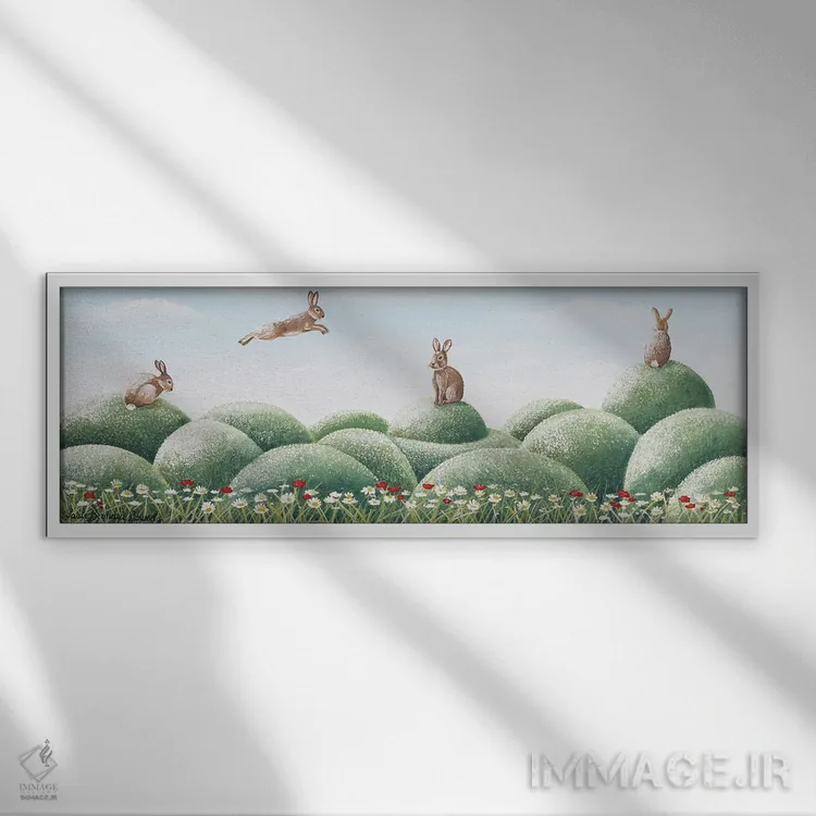 تابلو پرش خرگوشی اثر پُل برنارد روسل - نمای قابدار سفید