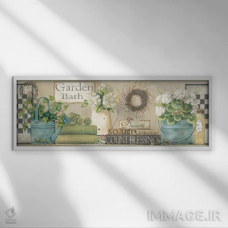 تابلو حمام باغ اثر پم بریتون - نمای قابدار سفید