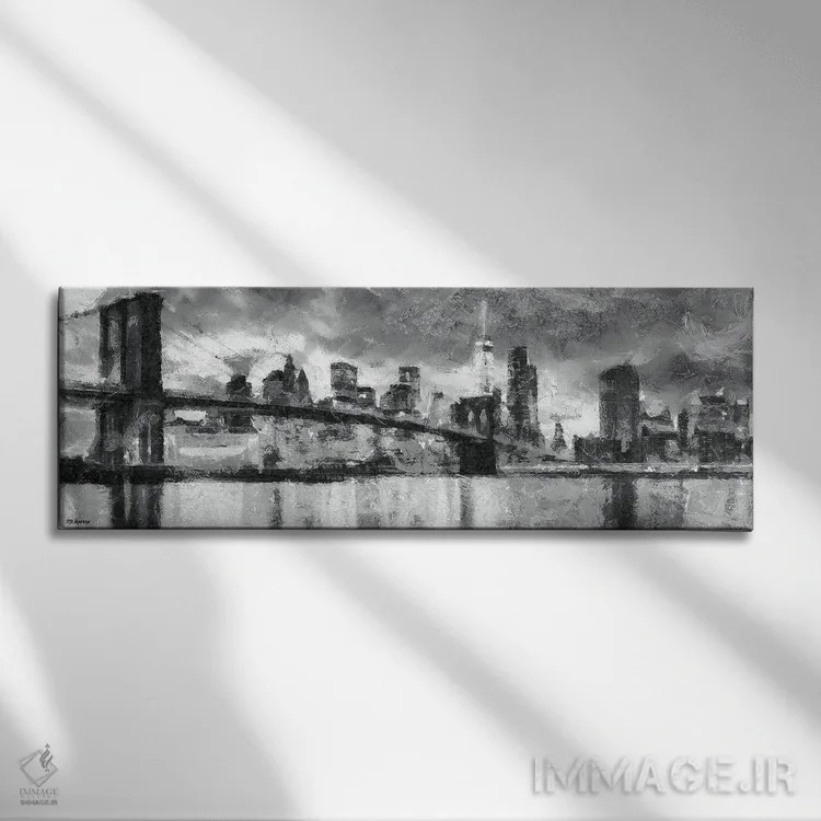 تابلو نیویورک سیاه و سفید اثر پی.دی. مورنو - نمای روبهرو روی دیوار