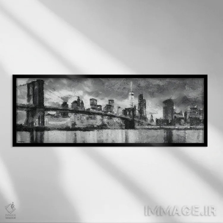 تابلو نیویورک سیاه و سفید اثر پی.دی. مورنو - نمای قابدار مشکی