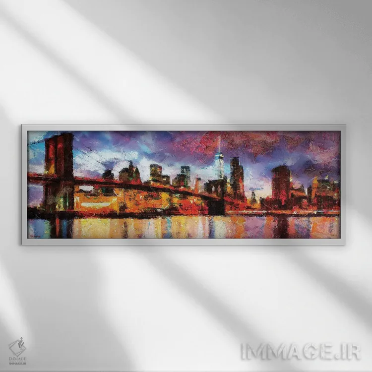 تابلو نیویورک رنگی اثر پی.دی. مورنو - نمای قابدار سفید