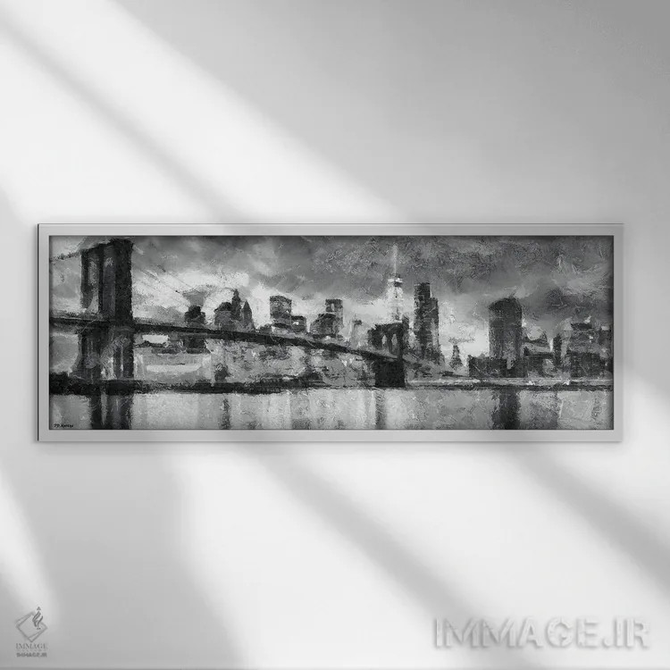 تابلو نیویورک سیاه و سفید اثر پی.دی. مورنو - نمای قابدار سفید