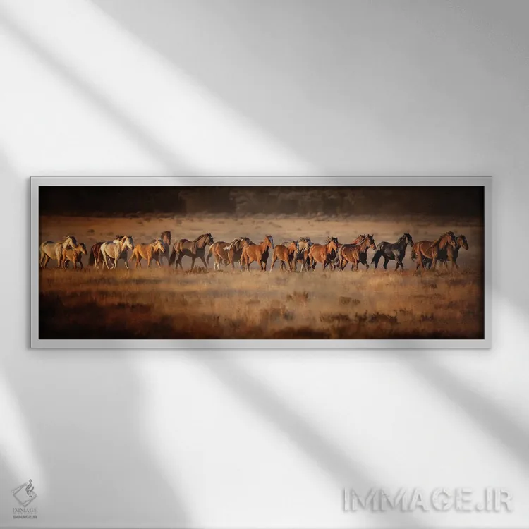 تابلو دویدن اسب VII اثر پیاچ برچت - نمای قابدار سفید