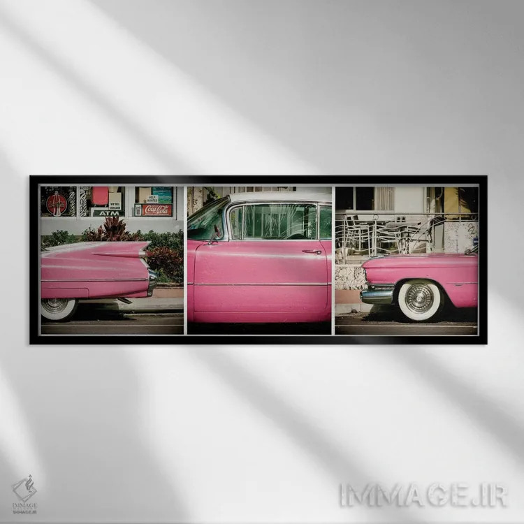 تابلو "کادیلاک صورتی کلاسیک" اثر فیلیپ هوگونار - نمای قابدار مشکی