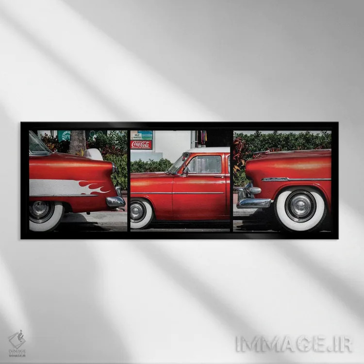 تابلو "فورد قرمز کلاسیک" اثر فیلیپ هوگونار - نمای قابدار مشکی