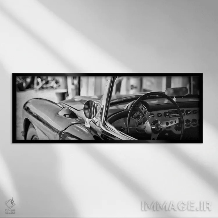 تابلو شورلت کوروت کلاسیک به رنگ سیاه و سفید اثر فیلیپ هوگونار - نمای قابدار مشکی