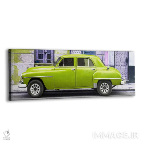 تابلو "خودروی کلاسیک آمریکایی سبز لیمویی" اثر فیلیپ هوگونار - نمای پرسپکتیو محصول
