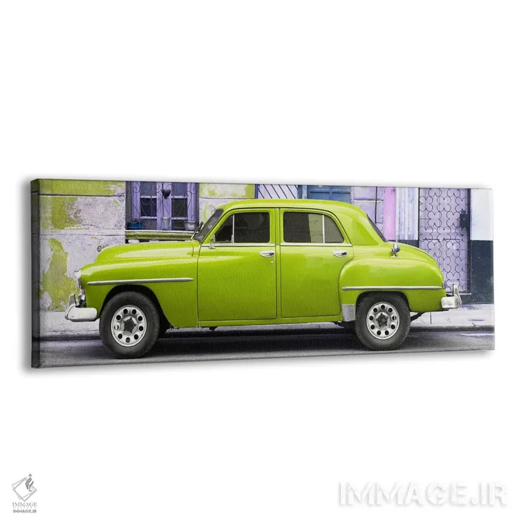 تابلو "خودروی کلاسیک آمریکایی سبز لیمویی" اثر فیلیپ هوگونار - نمای پرسپکتیو محصول