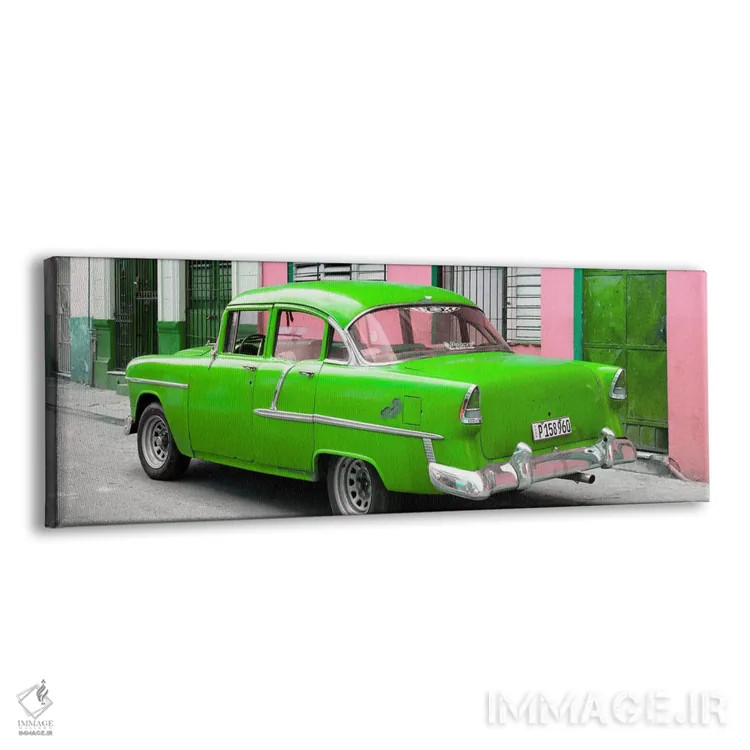 تابلو "خودروی کلاسیک سبز کوبایی در هاوانا" اثر فیلیپ هوگونار - نمای پرسپکتیو محصول