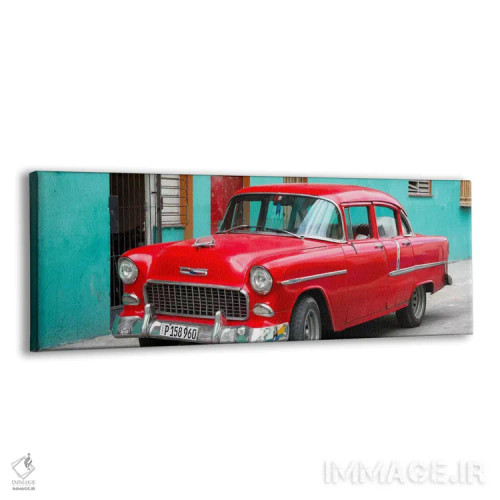 تابلو "خودروی کلاسیک آمریکایی قرمز زیبا" اثر فیلیپ هوگونار - نمای پرسپکتیو محصول