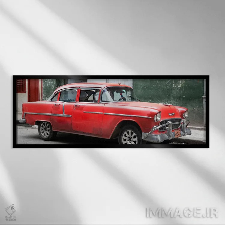 تابلو "شورلت قرمز" اثر فیلیپ هوگونار - نمای قابدار مشکی