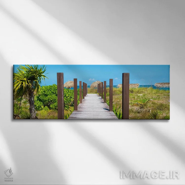 تابلو "پایگاه چوبی بر روی ساحل" اثر فیلیپ هوگونار - نمای روبهرو روی دیوار