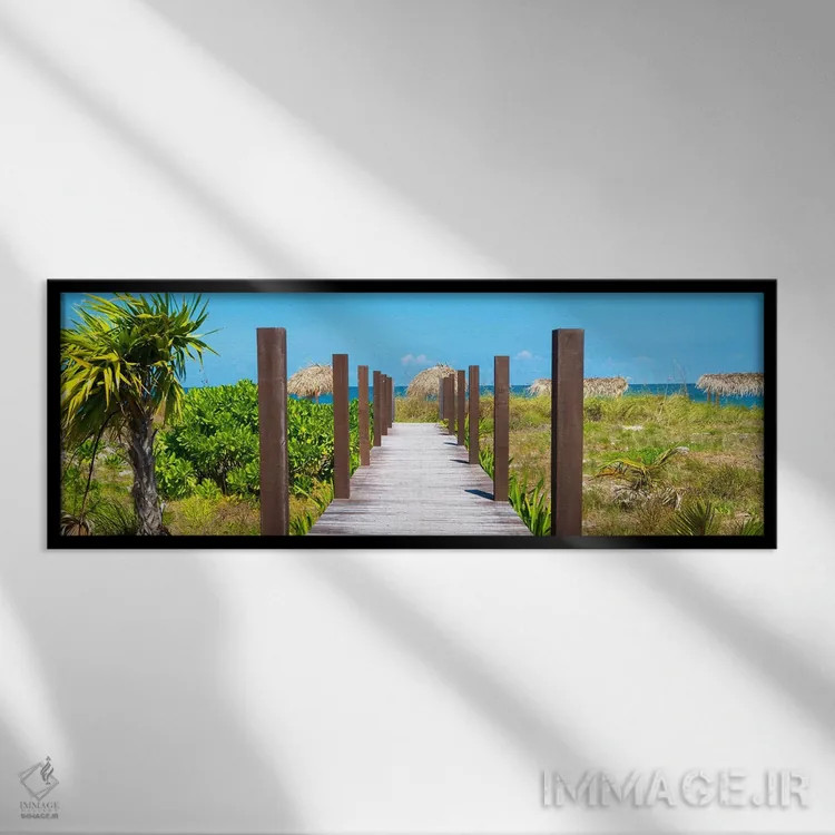 تابلو "پایگاه چوبی بر روی ساحل" اثر فیلیپ هوگونار - نمای قابدار مشکی