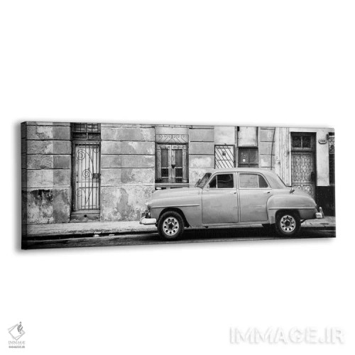 تابلو "خودروی آمریکایی قدیمی در هاوانا به سیاه و سفید" اثر فیلیپ هوگونار - نمای پرسپکتیو محصول