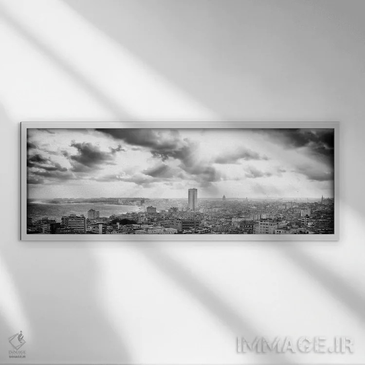 تابلو "اشعههای نور بر هاوانا به سیاه و سفید" اثر فیلیپ هوگونار - نمای قابدار سفید