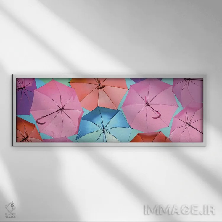 تابلو "چترهای رنگی" اثر فیلیپ هوگونار - نمای قابدار سفید