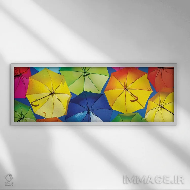 تابلو "چترهای رنگی" اثر فیلیپ هوگونار - نمای قابدار سفید