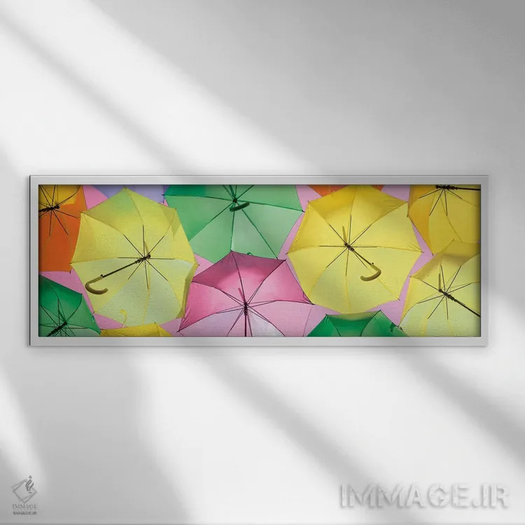تابلو "چترهای رنگی" اثر فیلیپ هوگونار - نمای قابدار سفید