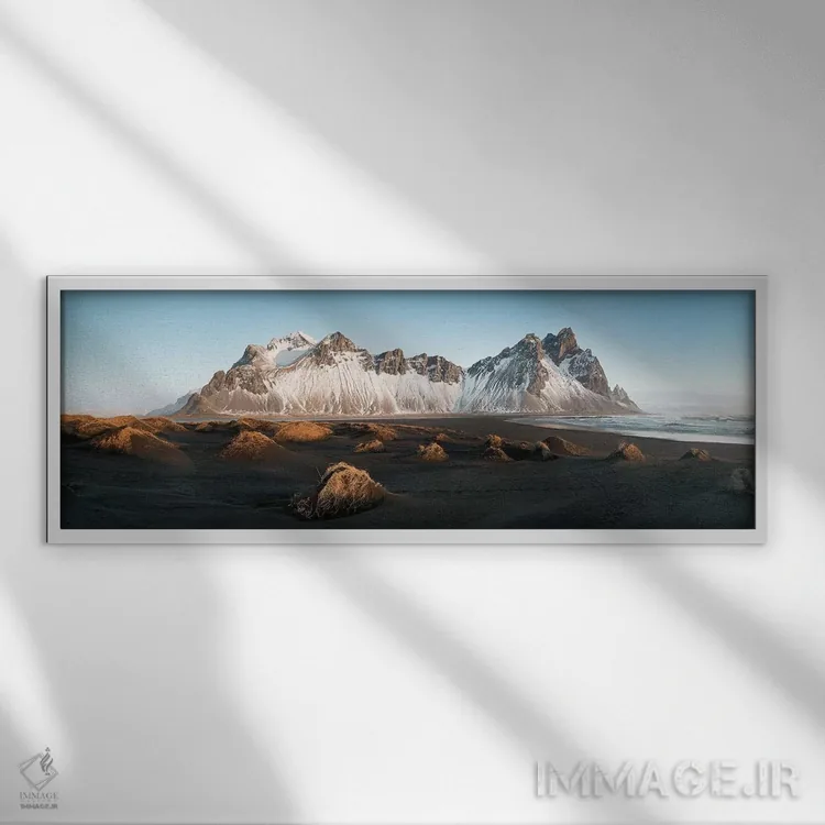 تابلو "نمای پانورامیک استوکنس در ایسلند" اثر فیلیپ منگوئن - نمای قابدار سفید