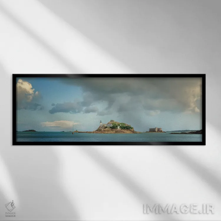 تابلو قلعه تاورئو و جزیره لوئت اثر فیلیپ منگوئن - نمای قابدار مشکی