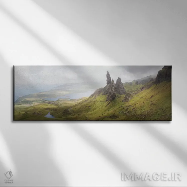 تابلو "جزیره اسکای، پیرمرد استور در هایلندز اسکاتلند II" اثر فیلیپ منگوئن - نمای روبهرو روی دیوار
