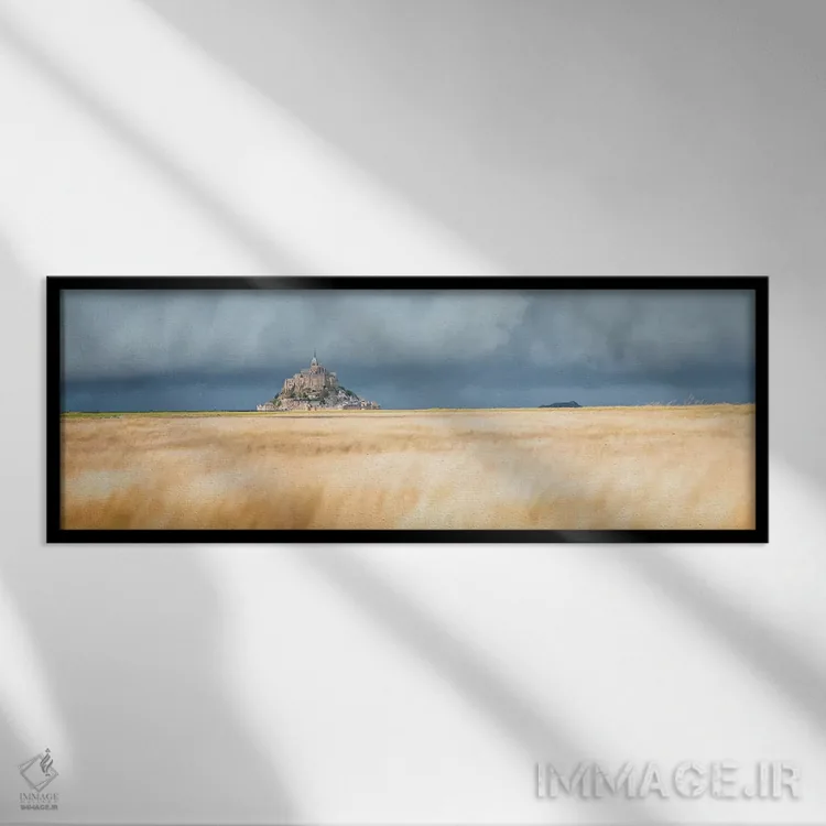 تابلو پانورامیک مونت سن میشل اثر فیلیپ منگوئن - نمای قابدار مشکی