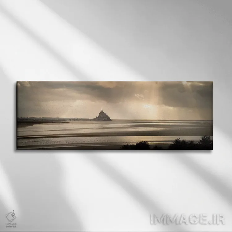 تابلو نمای پانورامیک بزرگ از مونت سن میشل اثر فیلیپ منگوئن - نمای روبهرو روی دیوار