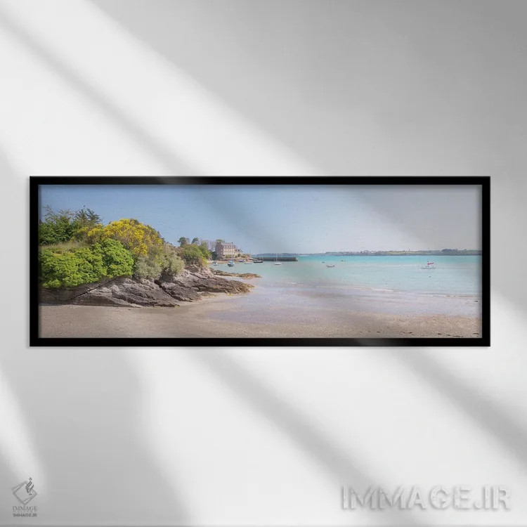 تابلو Chatelet Beach Panoramic,نمای پانورامای ساحل شاتله، سن ژاکو دو لا مر (فرانسه) اثر فیلیپ منگوئن - نمای قابدار مشکی