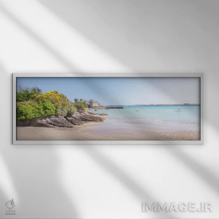 تابلو Chatelet Beach Panoramic,نمای پانورامای ساحل شاتله، سن ژاکو دو لا مر (فرانسه) اثر فیلیپ منگوئن - نمای قابدار سفید