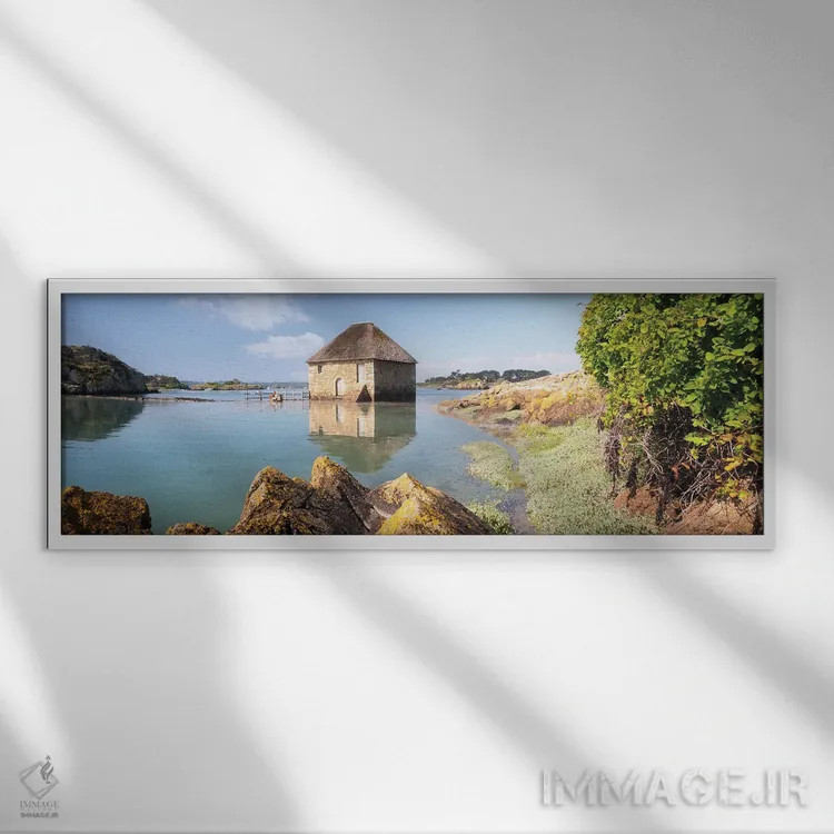 تابلو آسیاب دریایی قدیمی در جزیره بره در برتانی اثر فیلیپ منگوئن - نمای قابدار سفید