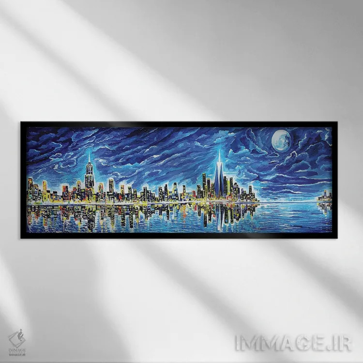 تابلو آسمان شب نیویورک اثر پیه رو مانریک - نمای قابدار مشکی