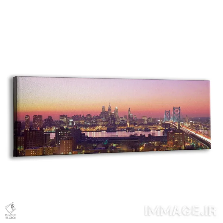 تابلو "چشمانداز هوایی از شهر در هنگام غروب، فیلادلفیا، پنسیلوانیا، ایالات متحده" اثر پانورامیک ایمجز (استودیو عکاسی عریض) - نمای پرسپکتیو محصول