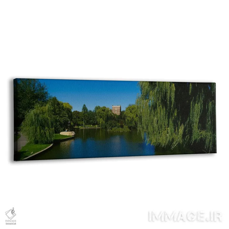 تابلو Boston Public Garden, Boston, Massachusetts, USA" - "دریاچهای در باغ رسمی، باغ عمومی بوستون، بوستون، ماساچوست، ایالات متحده" اثر پانورامیک ایمجز (استودیو عکاسی عریض) - نمای پرسپکتیو محصول