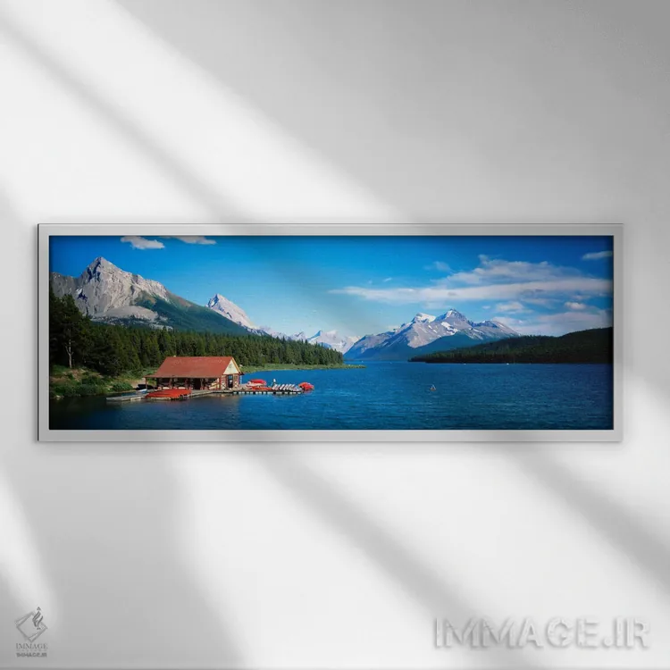 تابلو Alberta, Maligne Lake" - "کانادا، آلبرتا، دریاچه مالینه" اثر پانورامیک ایمجز (استودیو عکاسی عریض) - نمای قابدار سفید