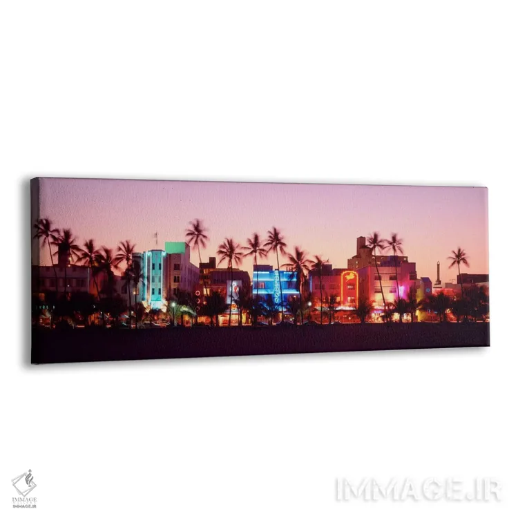 تابلو Ocean Drive, Miami Beach, Florida, USA" - "شب، اوشن درایو، میامی بیچ، فلوریدا، ایالات متحده" اثر پانورامیک ایمجز (استودیو عکاسی عریض) - نمای پرسپکتیو محصول