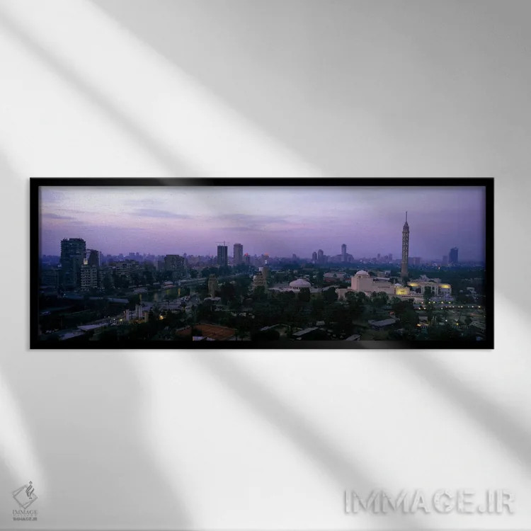 تابلو غروب قاهره جزیره جزیره در مصر اثر پانورامیک ایمجز (استودیو عکاسی عریض) - نمای قابدار مشکی