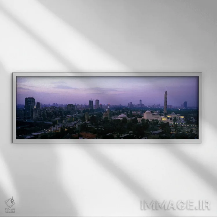 تابلو غروب قاهره جزیره جزیره در مصر اثر پانورامیک ایمجز (استودیو عکاسی عریض) - نمای قابدار سفید