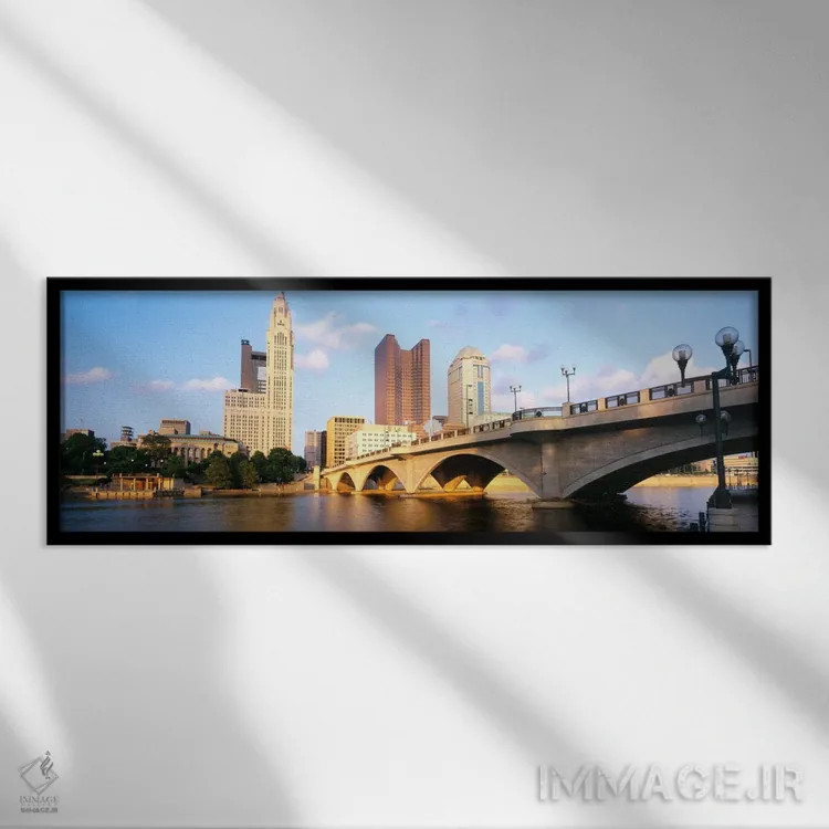 تابلو Columbus, Ohio, USA" - "رودخانه سیوتو، کلمبوس، اوهایو، ایالات متحده" اثر پانورامیک ایمجز (استودیو عکاسی عریض) - نمای قابدار مشکی