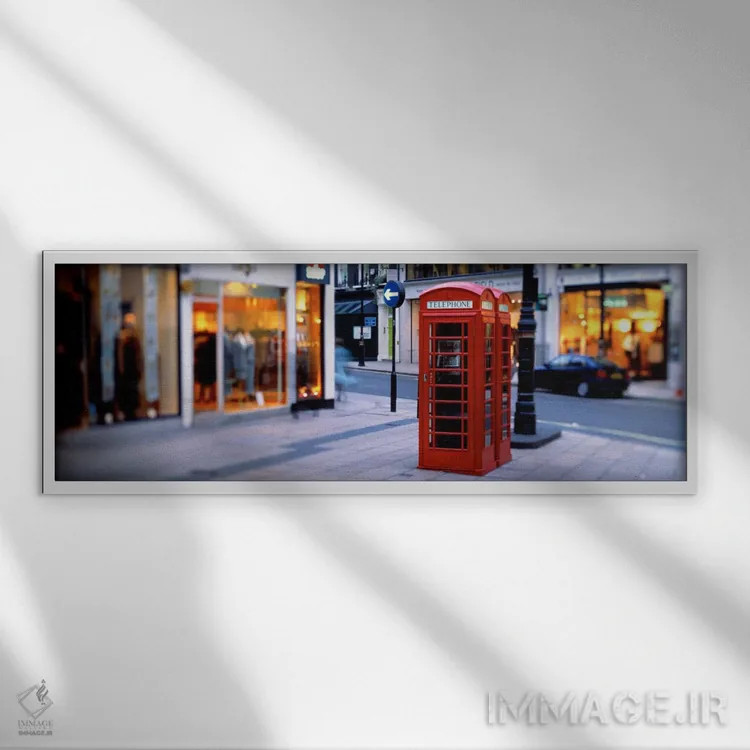تابلو London, England, United Kingdom" - "کابین تلفن، لندن، انگلستان، بریتانیا" اثر پانورامیک ایمجز (استودیو عکاسی عریض) - نمای قابدار سفید