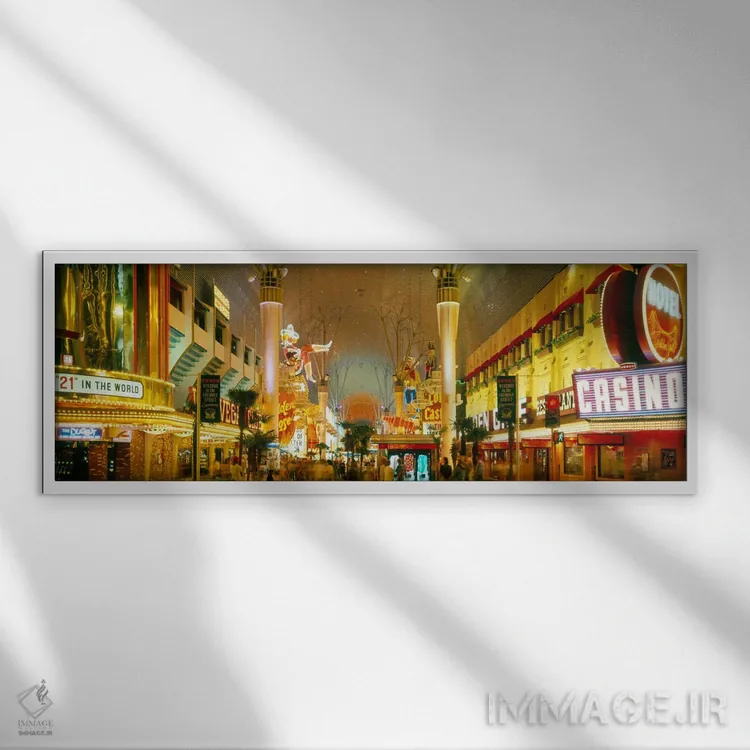 تابلو Nevada, Las Vegas, night" - "ایالات متحده، نوادا، لاسوگاس، شب" اثر پانورامیک ایمجز (استودیو عکاسی عریض) - نمای قابدار سفید