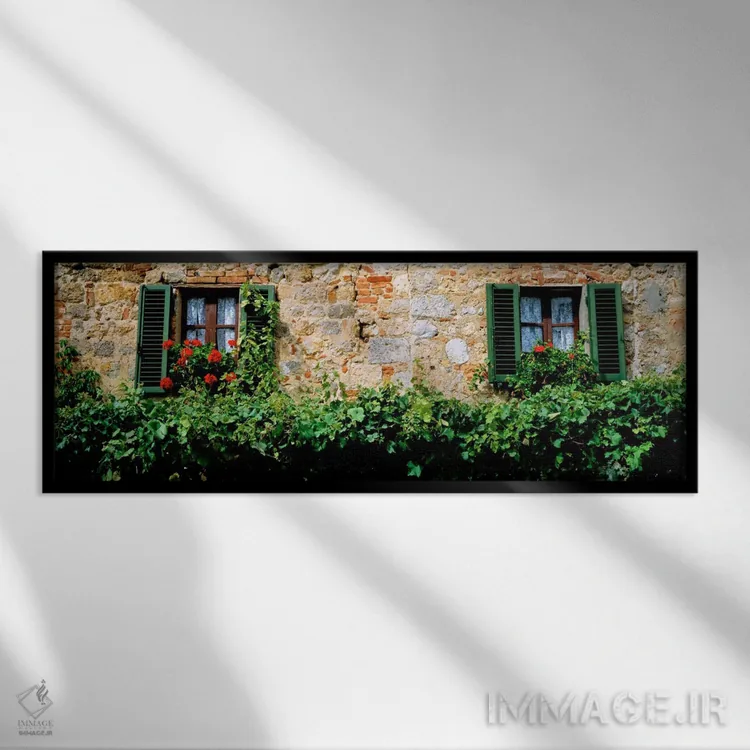 تابلو پنجرههای بسته، مونتریجونی، توسکانی، ایتالیا اثر پانورامیک ایمجز (استودیو عکاسی عریض) - نمای قابدار مشکی