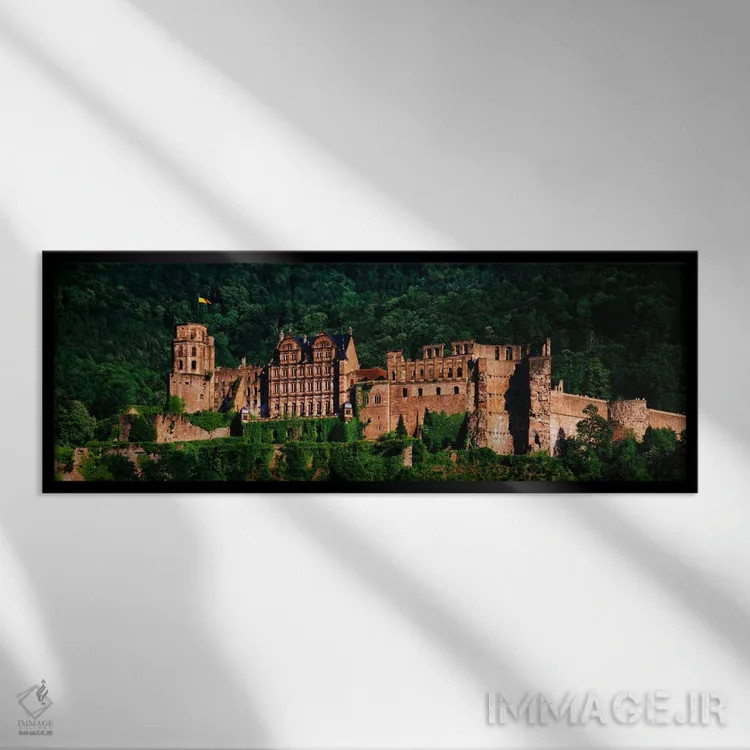 تابلو قلعه هایدلبرگ، هایدلبرگ، بادن-وورتمبرگ، آلمان اثر پانورامیک ایمجز (استودیو عکاسی عریض) - نمای قابدار مشکی