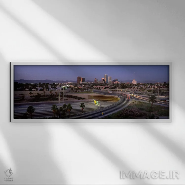 تابلو افق شهری فینیکس، آریزونا، ایالات متحده آمریکا اثر پانورامیک ایمجز (استودیو عکاسی عریض) - نمای قابدار سفید