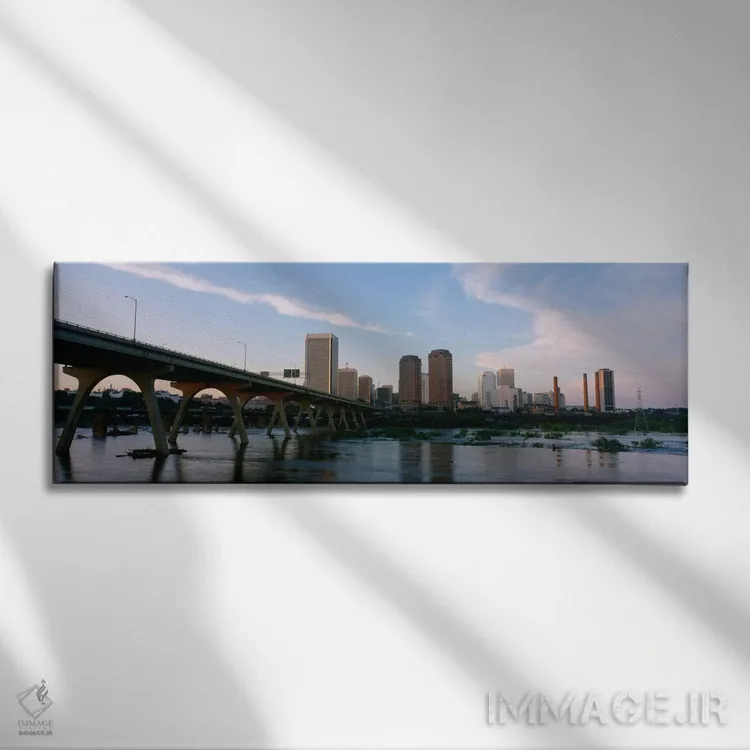 تابلو پل منچستر و افق شهری مرکز شهر، ریچموند، ویرجینیا، ایالات متحده آمریکا اثر پانورامیک ایمجز (استودیو عکاسی عریض) - نمای روبهرو روی دیوار