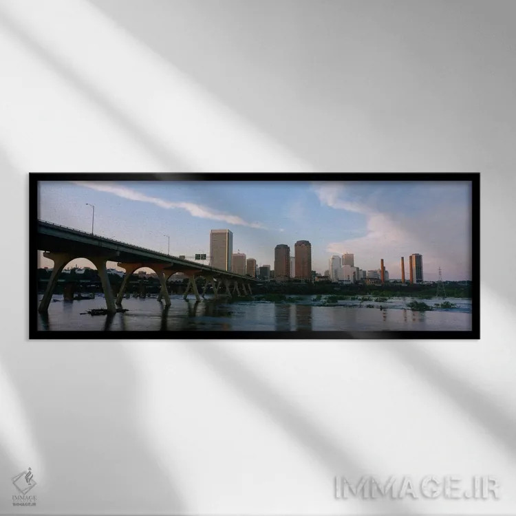 تابلو پل منچستر و افق شهری مرکز شهر، ریچموند، ویرجینیا، ایالات متحده آمریکا اثر پانورامیک ایمجز (استودیو عکاسی عریض) - نمای قابدار مشکی