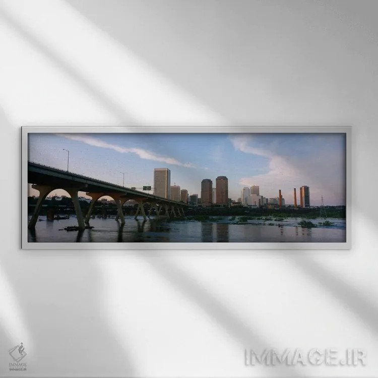 تابلو پل منچستر و افق شهری مرکز شهر، ریچموند، ویرجینیا، ایالات متحده آمریکا اثر پانورامیک ایمجز (استودیو عکاسی عریض) - نمای قابدار سفید